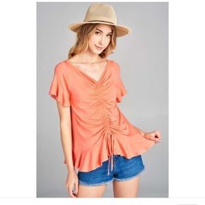 Coral Scrunch Top